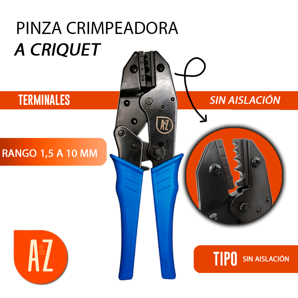 Pinza Compresion Crimpeadora Terminales Sin Aislar 1,5-10mm - Imagen 2