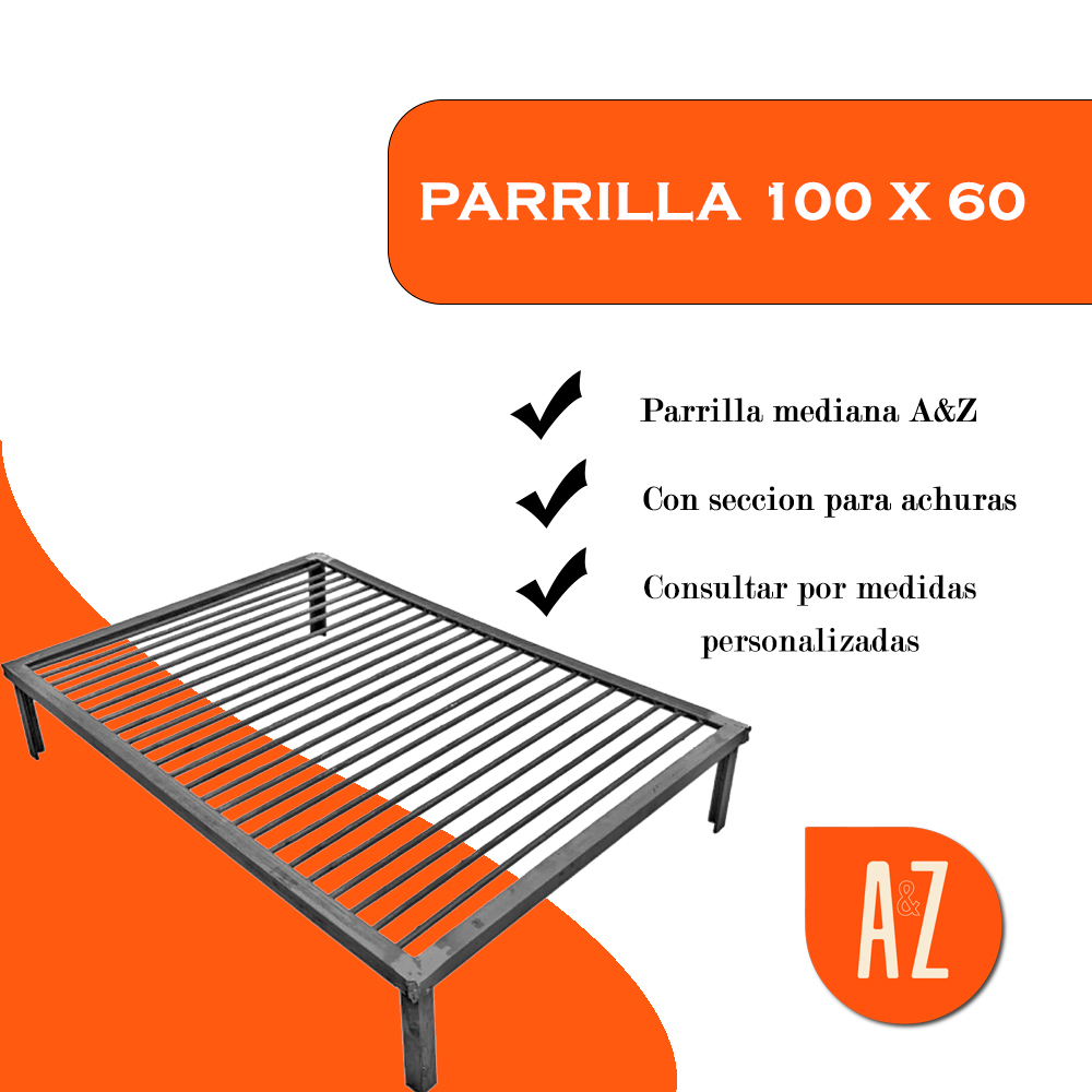 Parrilla Fija O Movil Carbon 100 X 60 X 12 Estructura Maciza Gris Oscuro - Imagen 2