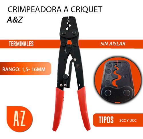 Pinza Crimpeadora A Criquet Para Terminales 1,25 - 16mm - Imagen 2