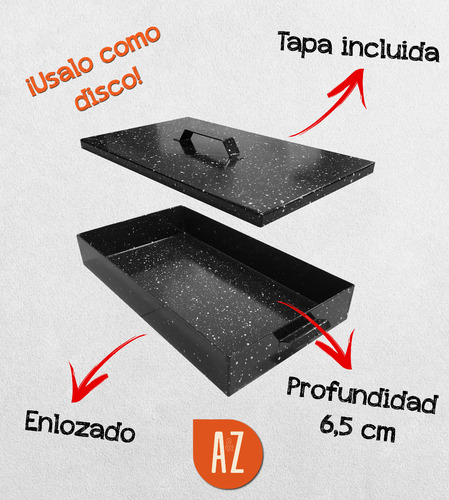 Plancha Bifera Cerrada Lomitera Enlozada 54 X 27,7 Tapa /a&z Negro - Imagen 8