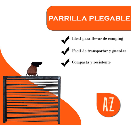 Parrilla Portatil Plegable Movil Asado 100x40 Camping Carbon Gris Oscuro - Imagen 2
