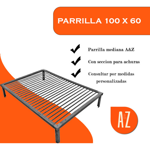 Parrilla Reforzada Movil De Hierro Para Asado 100x60 Achuras - Imagen 2