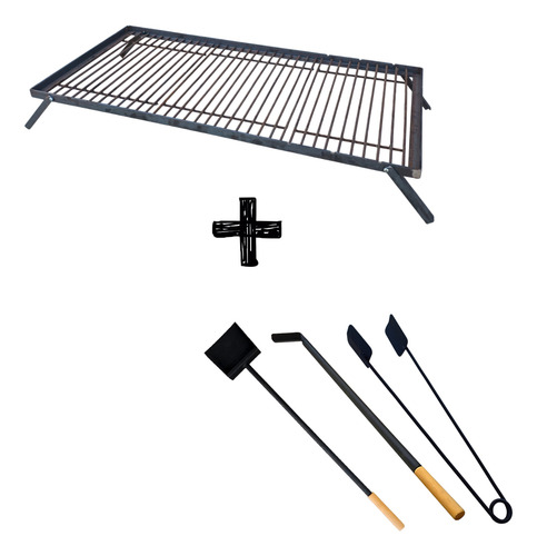 Kit Parrilla Modular Asado 100x50 Pala + Atizador + Pinza