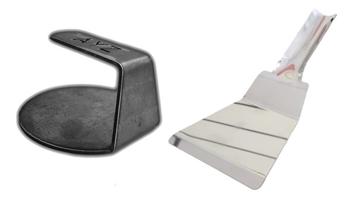 Kit Smash Burguer Smasher Prensa Hamburguesas + Espatula Inx Gris