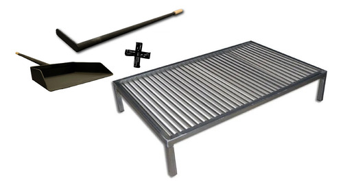 Kit Parrilla Reforzada De 100 X 60 X 12 + Pala Y Atizador