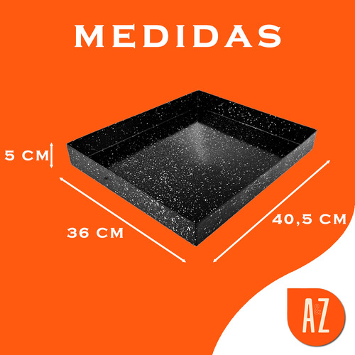 Bandeja Asadera Enlozada Rectangular Horno Fuente Negra Negro - Imagen 3