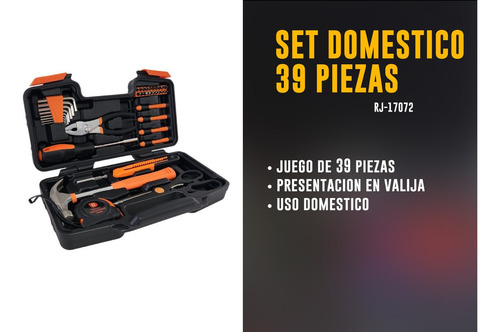 Set Herramientas Domesticas 39 Piezas Phillips Puntas Pinza Color Negro - Imagen 6