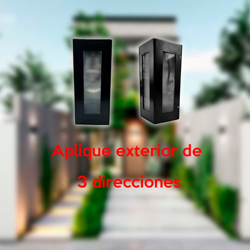 Aplique Pared Exterior Tridireccional Rectangular Negro E27 Negro - Imagen 6