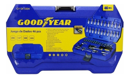 Kit Set Herramientas 46 Piezas Good Year Puntas + Tubos Color Azul