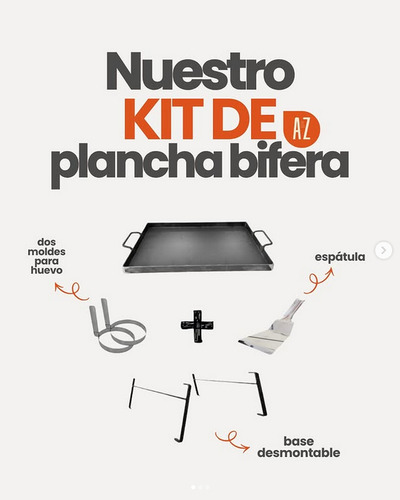 Combo Plancha Bifera Lomitero Hierro 2 Hornallas + Accesorio - Imagen 2