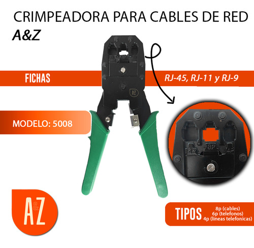 Pinza Crimpeadora Cables Red Rj45 Rj11rj9 Pelacables 6p8p4p - Imagen 2