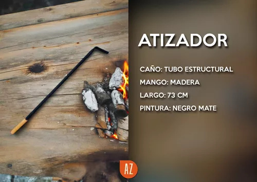 Kit Asador Set 3 Piezas Pala Atizador Pinza Parrilla - Imagen 3