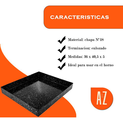 Bandeja Asadera Enlozada Rectangular Horno Fuente Negra Negro - Imagen 4