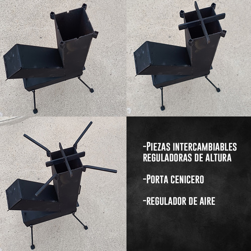 Cocina Rocket Para Disco Paella Leña + Caja Enlozada 41x41 - Imagen 3