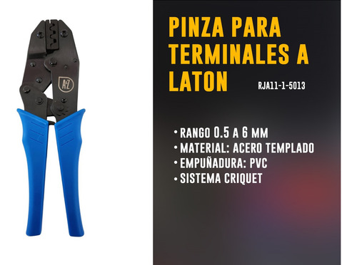 Pinza Compresión Crimpeadora Terminales De Laton 0,5 - 6mm2 - Imagen 3