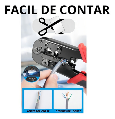 Pinza Crimpeadora Cables Red Rj45 Rj11rj9 Pelacables 6p8p4p - Imagen 7
