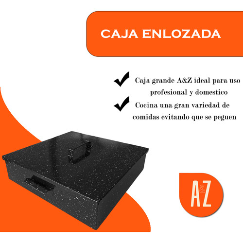 Asadera Bandeja Fuente Caja Disco Arado Enlozado Tapa 41x41 Negro - Imagen 2