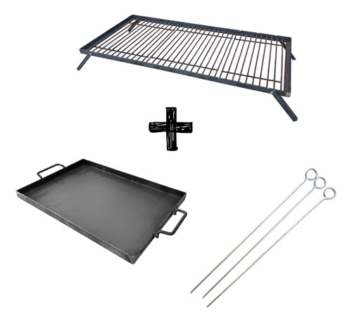 Kit Parrilla Modular Asado 100x50 Plancha Bifera + Pinchos