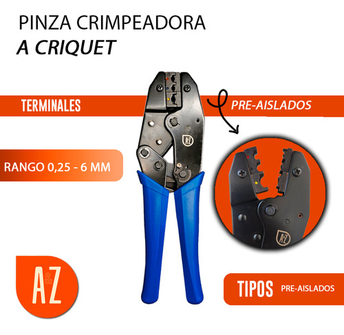 Pinza Compresión Crimpeadora Terminales Preaislados 0,25-6mm - Imagen 2