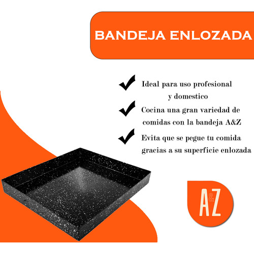 Bandeja Asadera Enlozada Rectangular Horno Fuente Negra Negro - Imagen 2