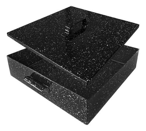 Asadera Bandeja Fuente Caja Disco Arado Enlozado Tapa 41x41 Negro