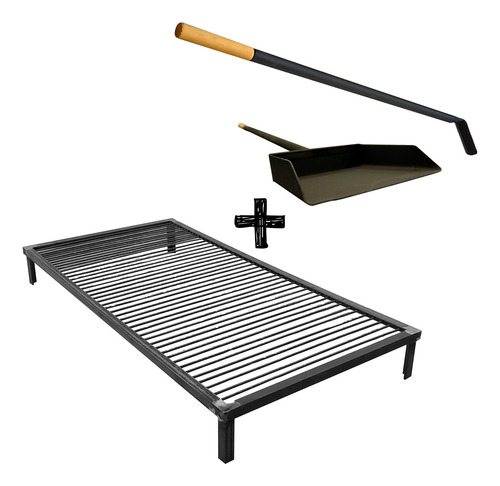 Kit Parrilla Asado Reforzada De 100x60x14 + Pala Y Atizador