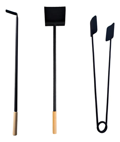Kit Asador Set 3 Piezas Pala Atizador Pinza Parrilla Asado