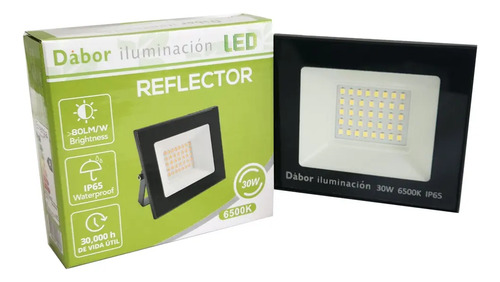Reflector Led Dabor 50w Proyector Exterior Ip65 Negro Blanco Frío