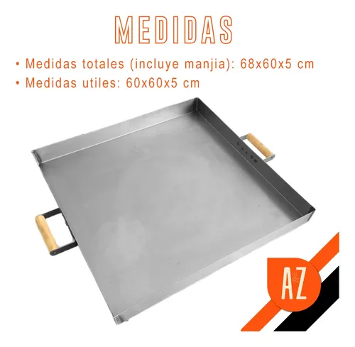 Asadera Bandeja Fuente Chapon Para Parrilla 60x60x5cm Ayz Gris - Imagen 3