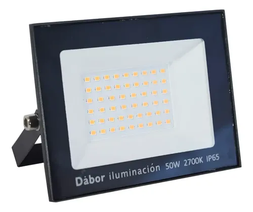 Reflector Led Dabor 50w Proyector Exterior Ip65 Negro Blanco Cálido