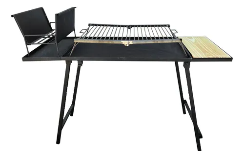 Kit Mesa Parrillera Desmontable Con Parrilla Tabla Y Brasero