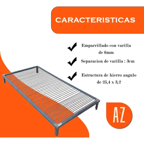 Kit Parrillero Parrilla Reforzada 120x60 + Bandeja Tapa A&z - Imagen 2