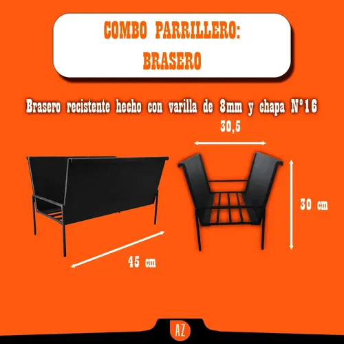Kit Parrillero Mesa Plegable Simil Chulenguito / Chulengo - Imagen 4