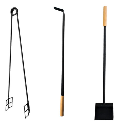 Kit Asador Set 3 Piezas Pala Atizador Pinza Parrilla A&z