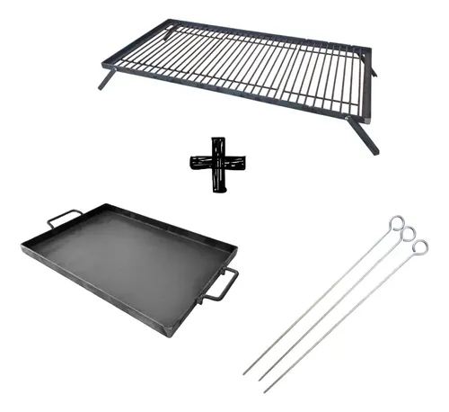 Kit Parrilla Modular Asado 100x50 Plancha Bifera + Pinchos